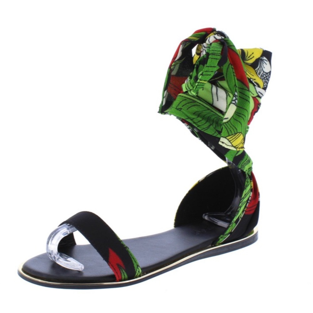🌴Tropical Print Self Tie Sandals🌴